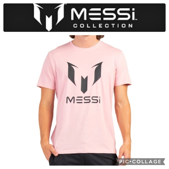 Messi authentic logo soccer player pink Tshirt size L NWT - Picture 1 of 9